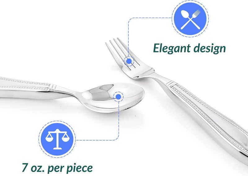 Celley Weighted 7 oz Eating Utensils by , 4pc Stainless Steel Knife Fork Spoon Set for Tremors - Image 3